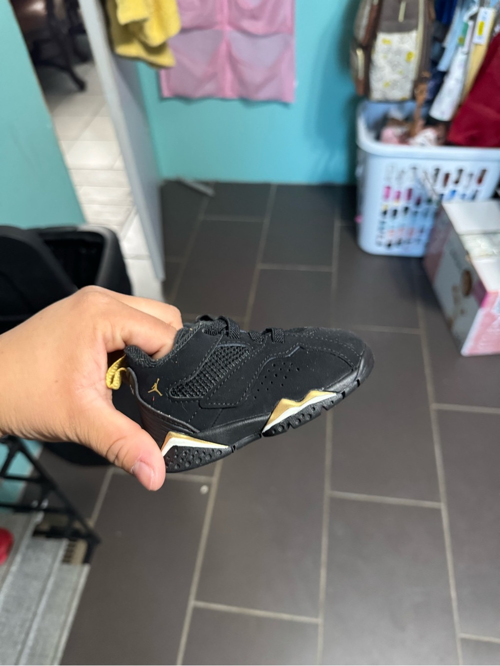 Kids Black and Gold Athletic Sneaker - Mini Basketball Style